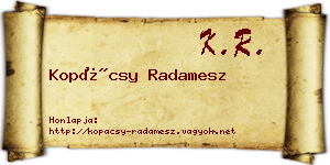 Kopácsy Radamesz névjegykártya
